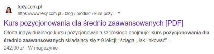 Google – bezpłatny wynik wyszukiwania