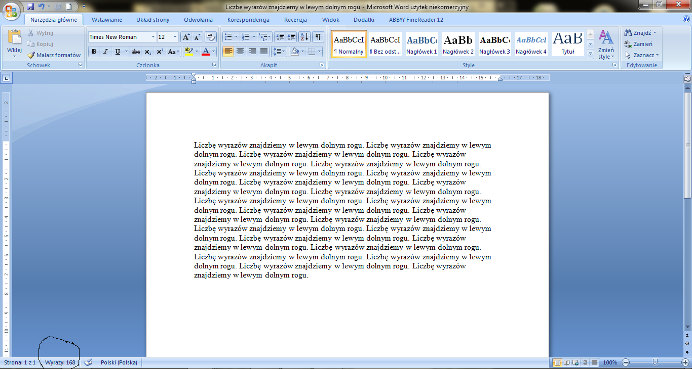 Sprawdzanie liczby znaków w Wordzie