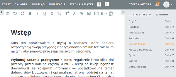 Formatowanie treści w Ridero