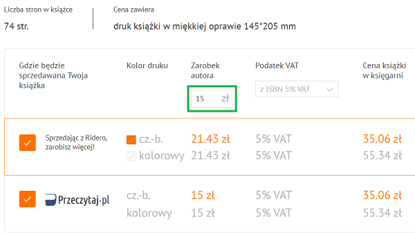 Ustalanie ceny książki i ebooka