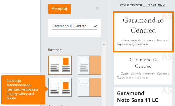Edycja stylów w edytorze Ridero